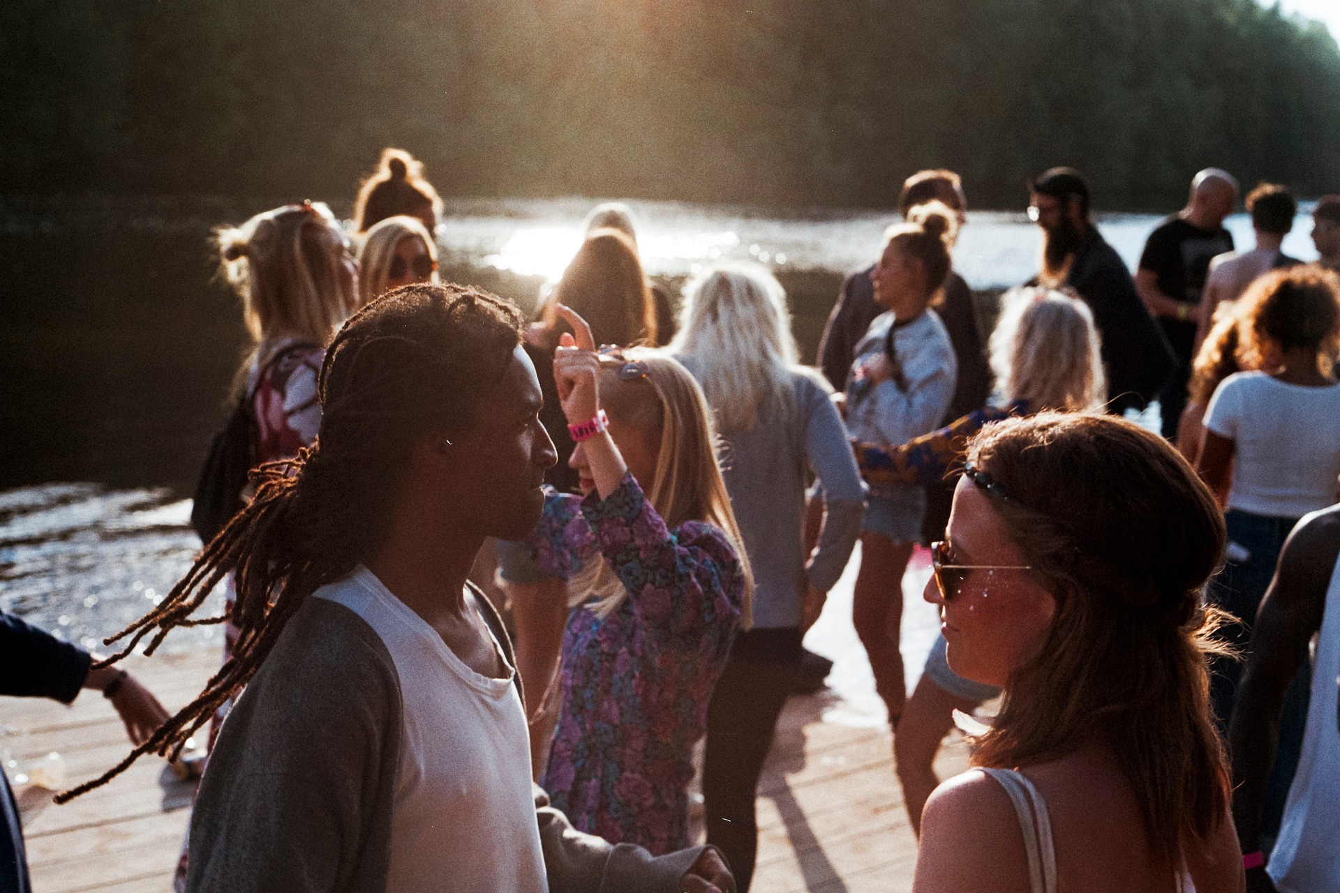 People gathering in nature
